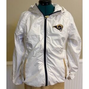 NFL Team Apparel Los Angeles Rams Jacket Women's Medium White Full Zip Hooded